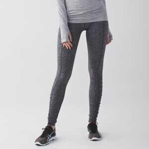 Lululemon Run Turn Around Tight Heathered Black Womens Size 8 Athleisure Running